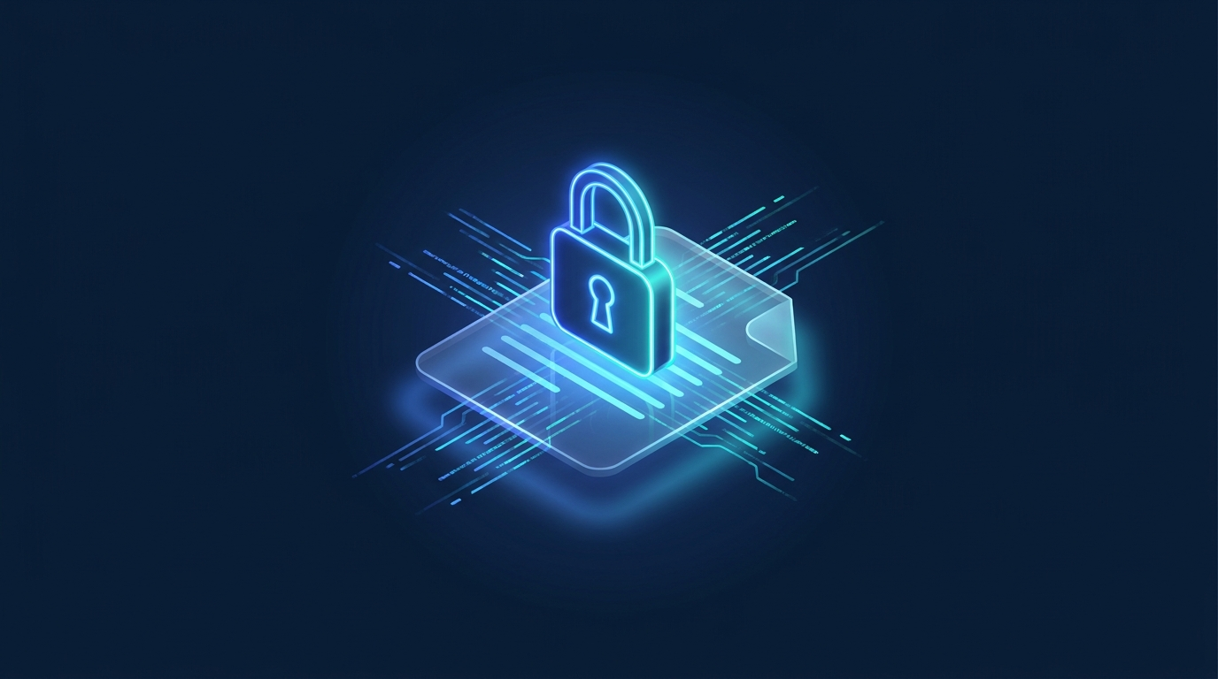 A glowing padlock protecting a document