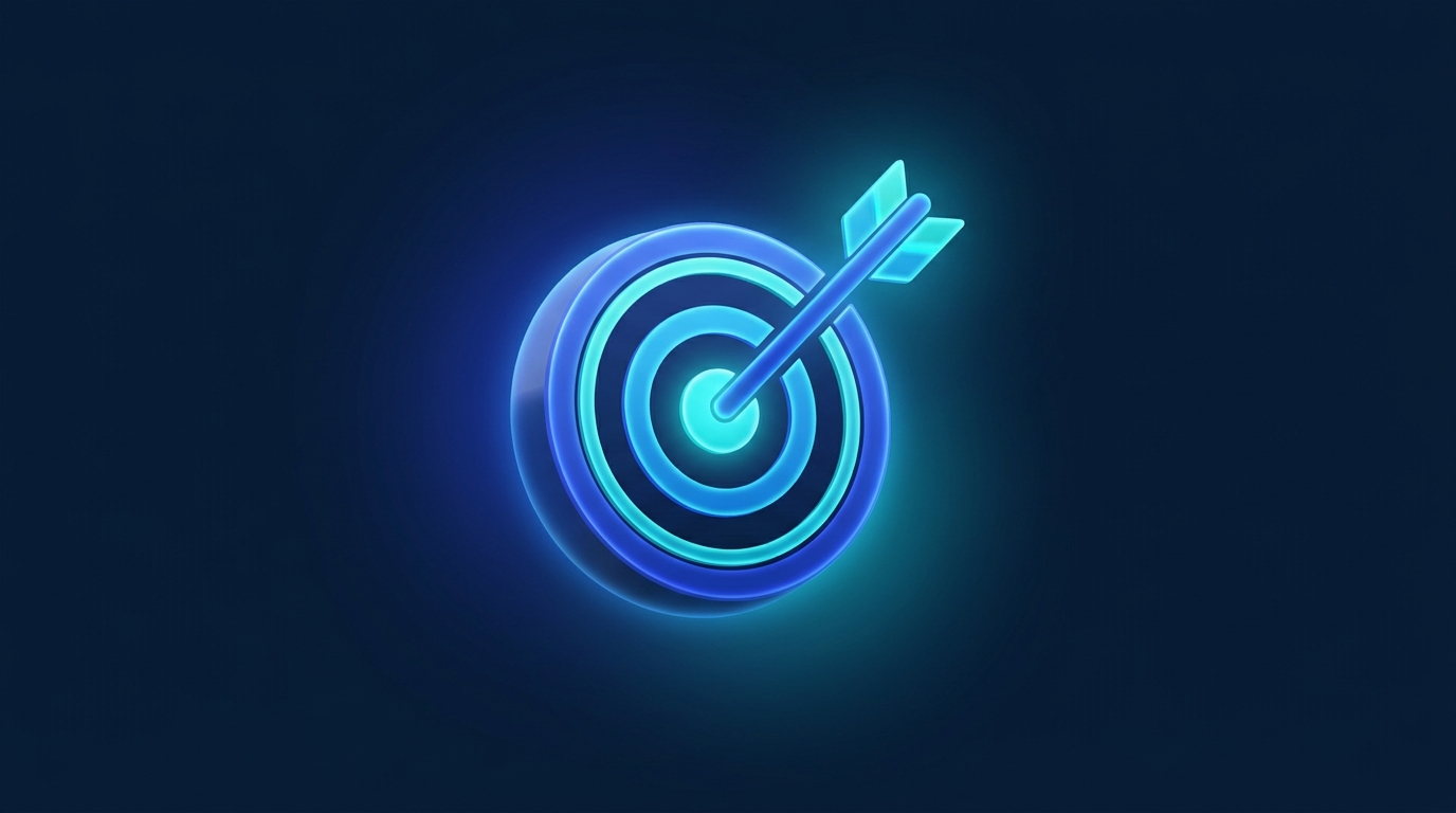 A target bullseye with an arrow in the center