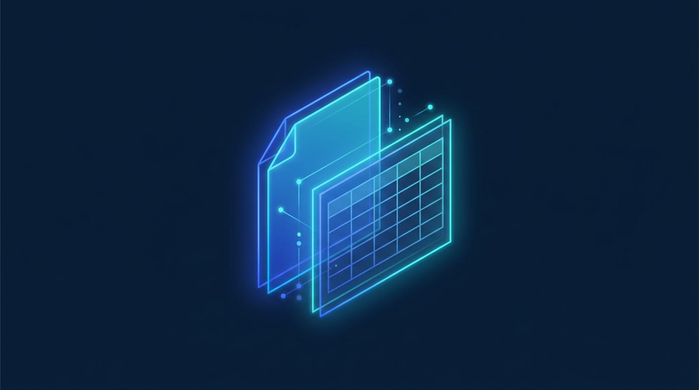 A document being parsed into a structured data table