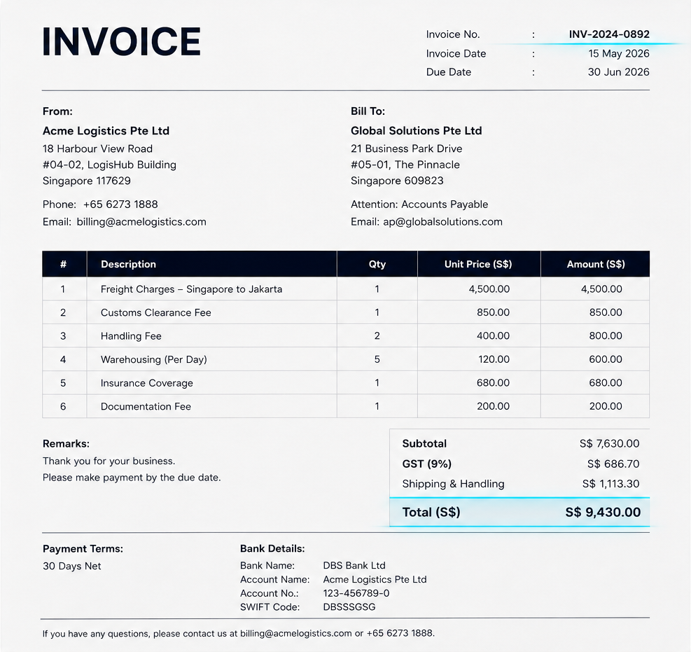 Sample Invoice document