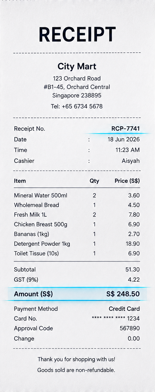 Sample Receipt document